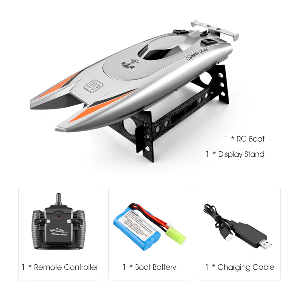 30Km/H Racing Boat 2.4G Radio Controlled Rc Boat High Speed Speedboat 20Mins 2Ch Dual Motor Waterproof Ship Boys Christmas Gift