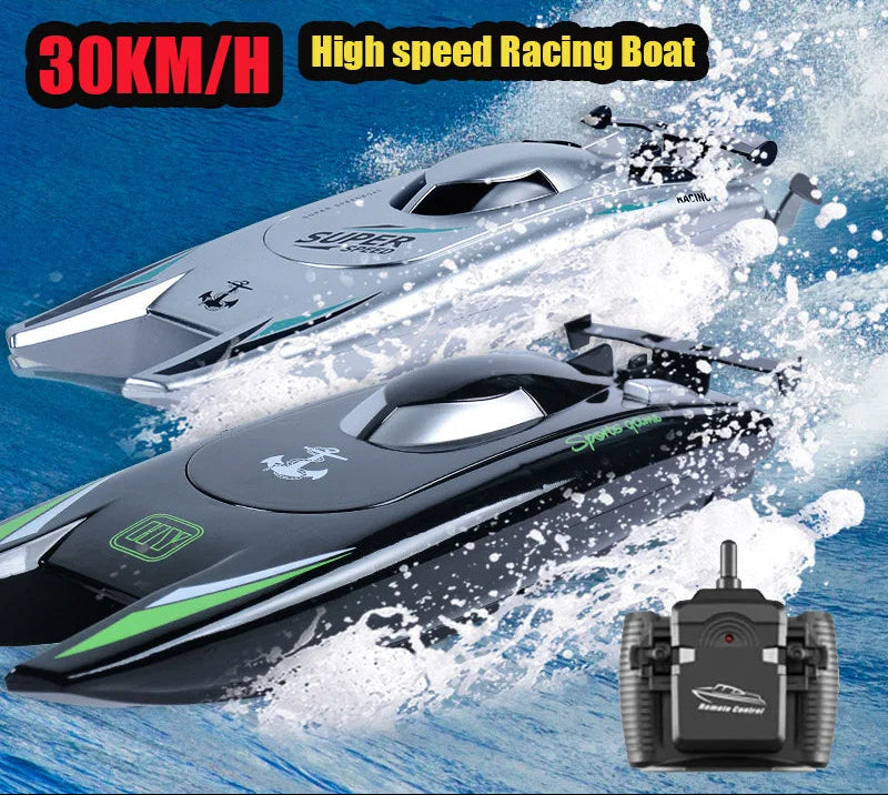 30Km/H Racing Boat 2.4G Radio Controlled Rc Boat High Speed Speedboat 20Mins 2Ch Dual Motor Waterproof Ship Boys Christmas Gift